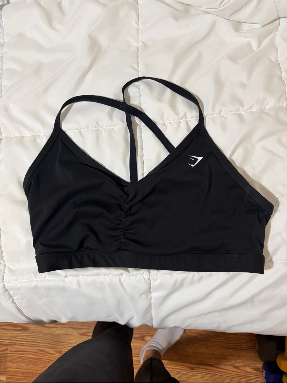 Gymshark Black Ruched Strappy Sports Bra